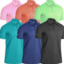 Callaway Golf Mens Heathered Jacquard Opti-Dri Stretch Golf Polo Shirt