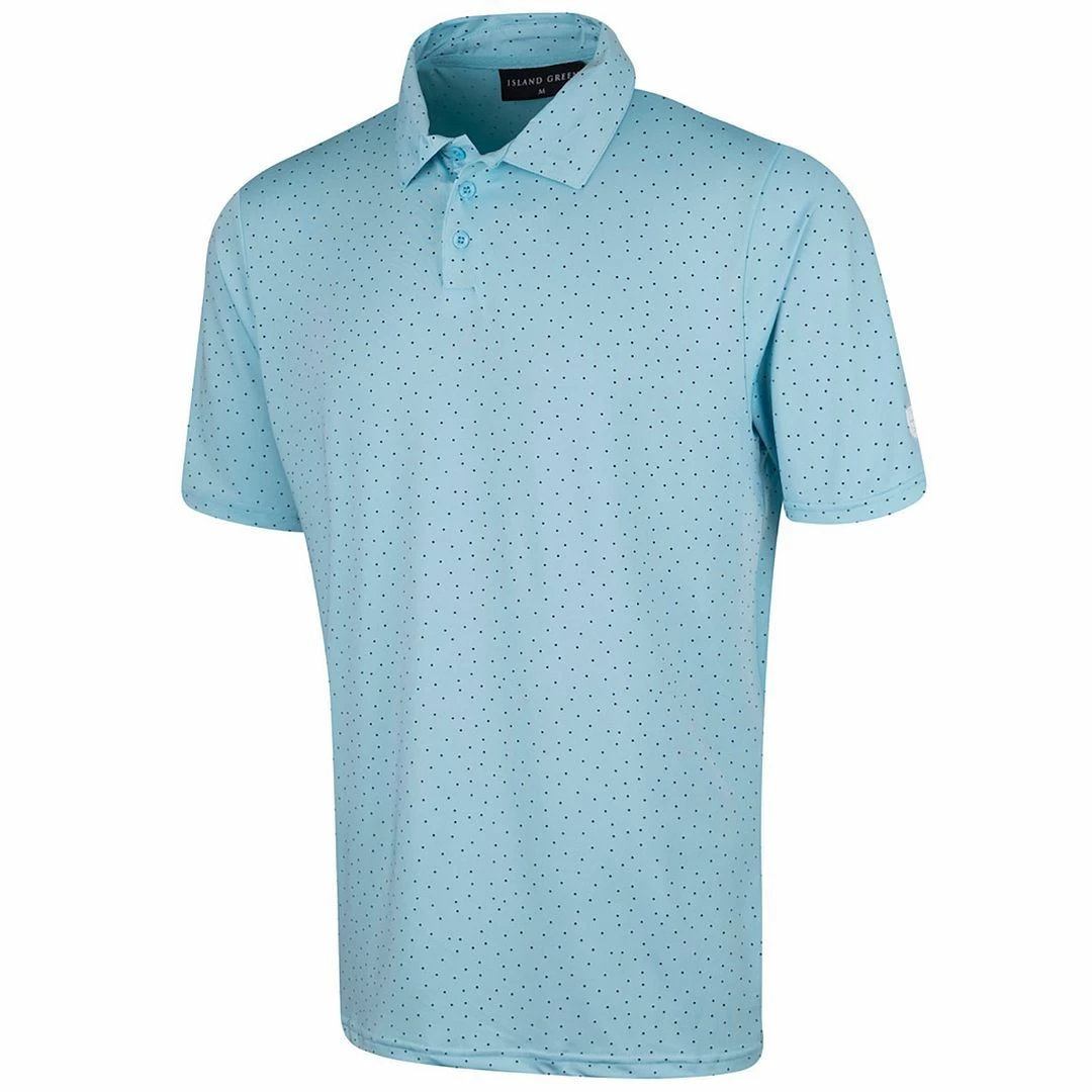 Island Green Mens Dot Print Moisture Wicking Golf Polo Shirt - Image 4