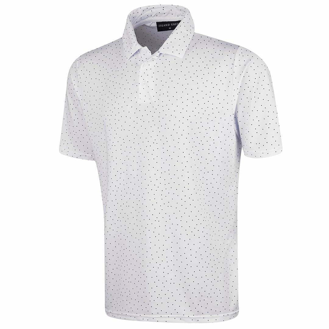 Island Green Mens Dot Print Moisture Wicking Golf Polo Shirt - Image 2