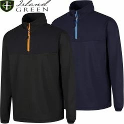 Island Green Mens Rib Yoke 1/4 Zip Top Layer Stretch Golf Sweater Pullover