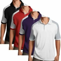 Antigua Essentials Mens Golf Polo Shirt With Color Block Details