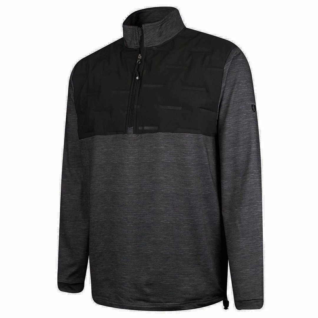 Island Green Mens 1/2 Zip Neck Top Layer Heat Welded Paded Yoke Stretch Golf Sweater - Image 2