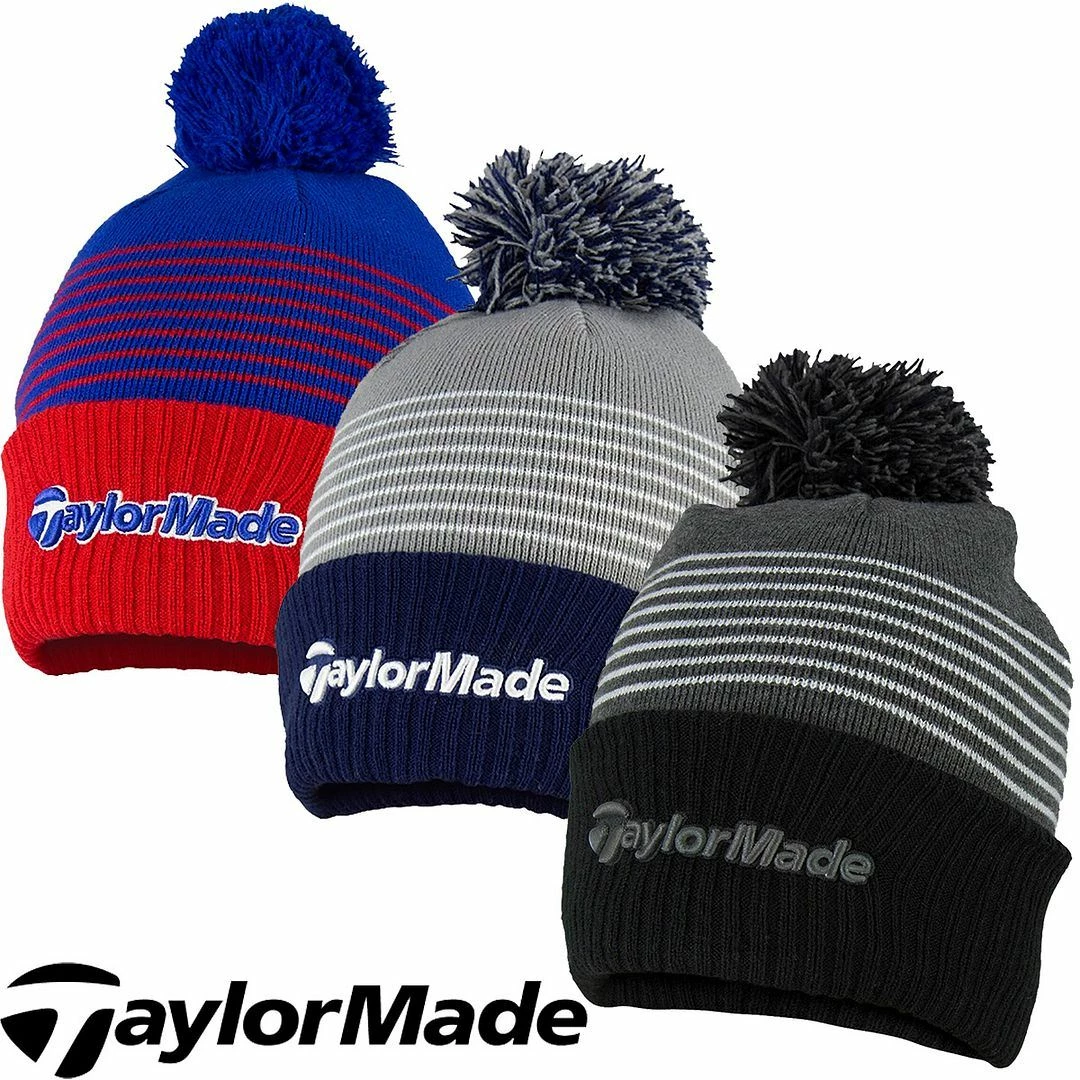 TaylorMade Mens Knitted Pom Pom Beanie Windproof Thermal Golf Winter Bobble Hat