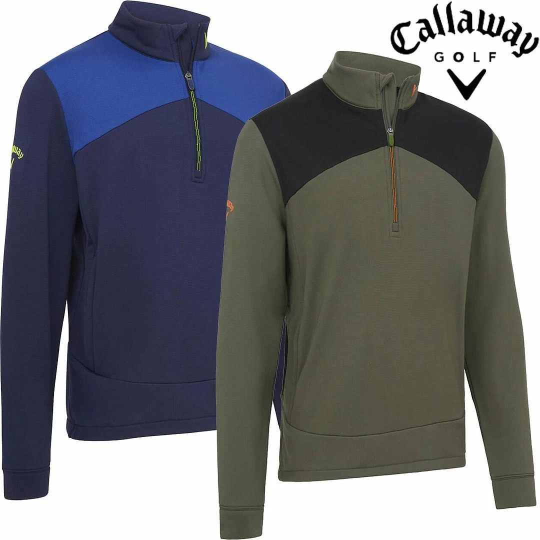 Callaway Golf Mens High Gauge Aquapel 1/4 Zip Opti-Dri Thermal Fleece Golf Pullover