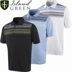 Island Green Mens Matrix Print Polo Sport Short Sleeve Golf Polo Shirt