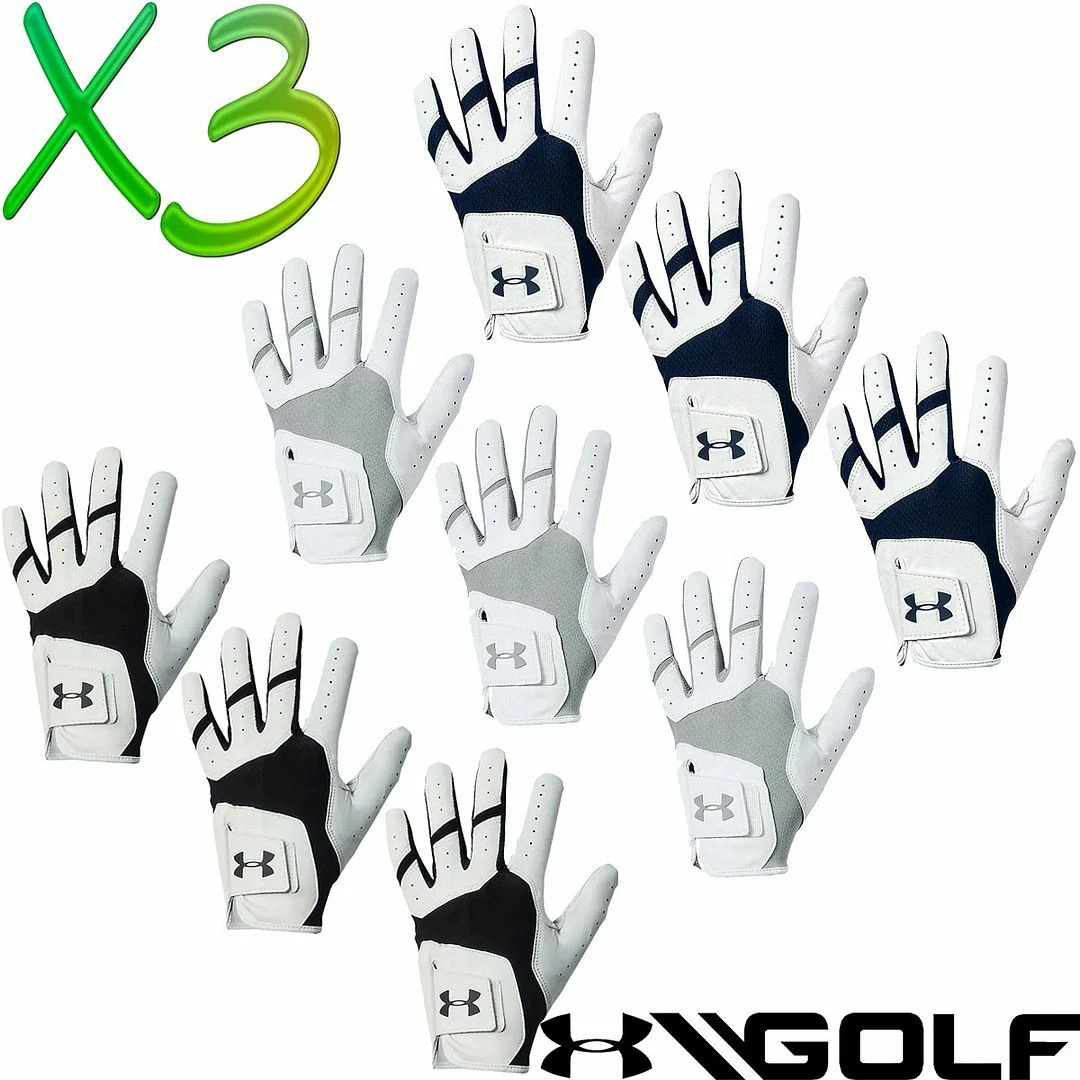 Under Armour UA Iso-Chill Soft Cabretta Leather Mens Golf Glove Left Hand Pack Of 3