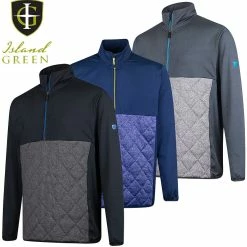Island Green Mens Shower Resistant Windstopper 1/4 Zip Golf Jacket