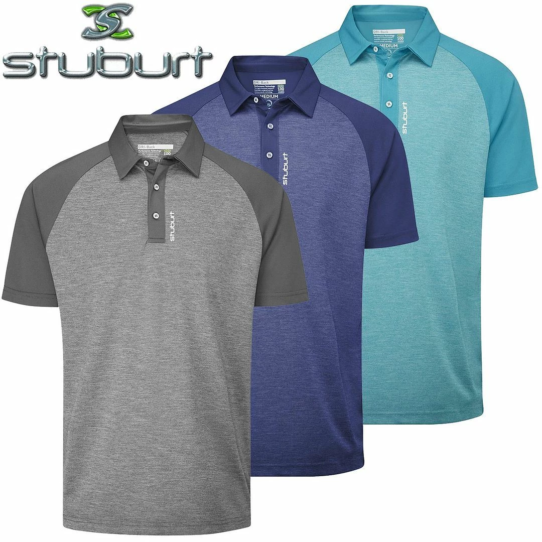 Stuburt Golf Mens Bandon Breathable DRI-Back Moisture Wicking Golf Polo Shirt