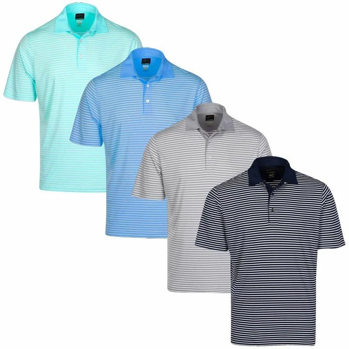 Greg Norman Mens PlayDry Bar Stripe Performance Stretch Golf Polo Shirt