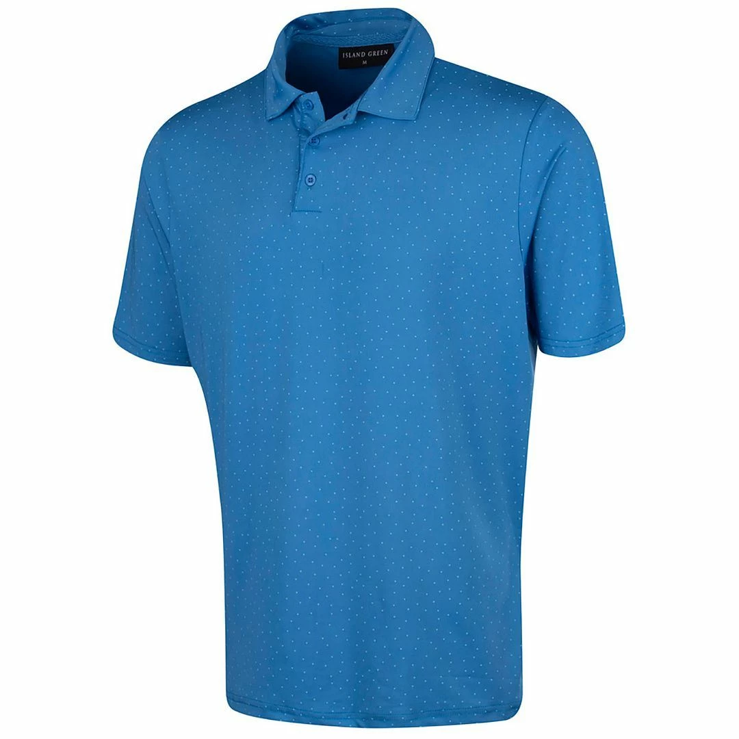 Island Green Mens Dot Print Moisture Wicking Golf Polo Shirt - Image 6
