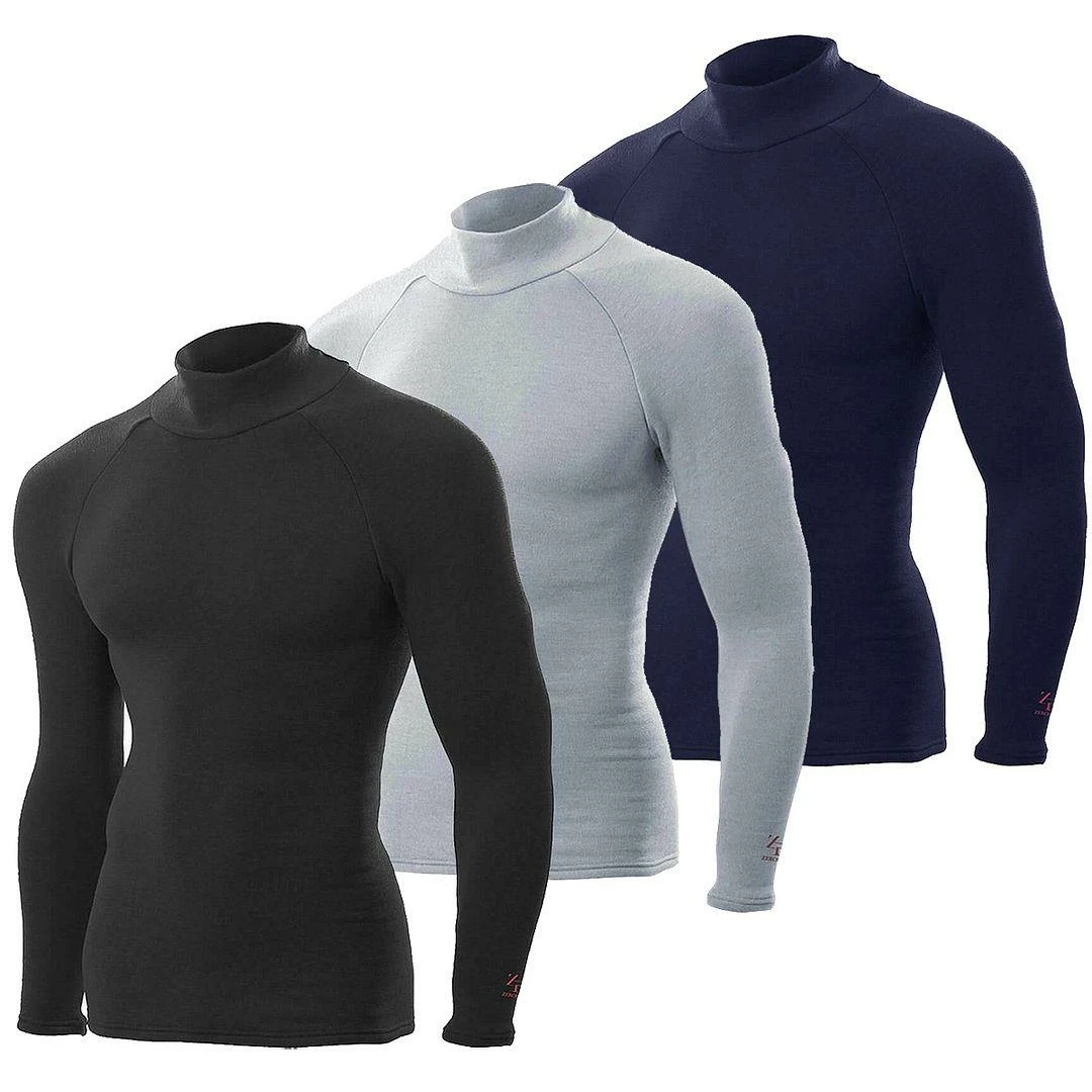 ZeroFit Mens Heat Rub The Ultimate Mock Neck Long Sleeve Top Comfort Baselayer