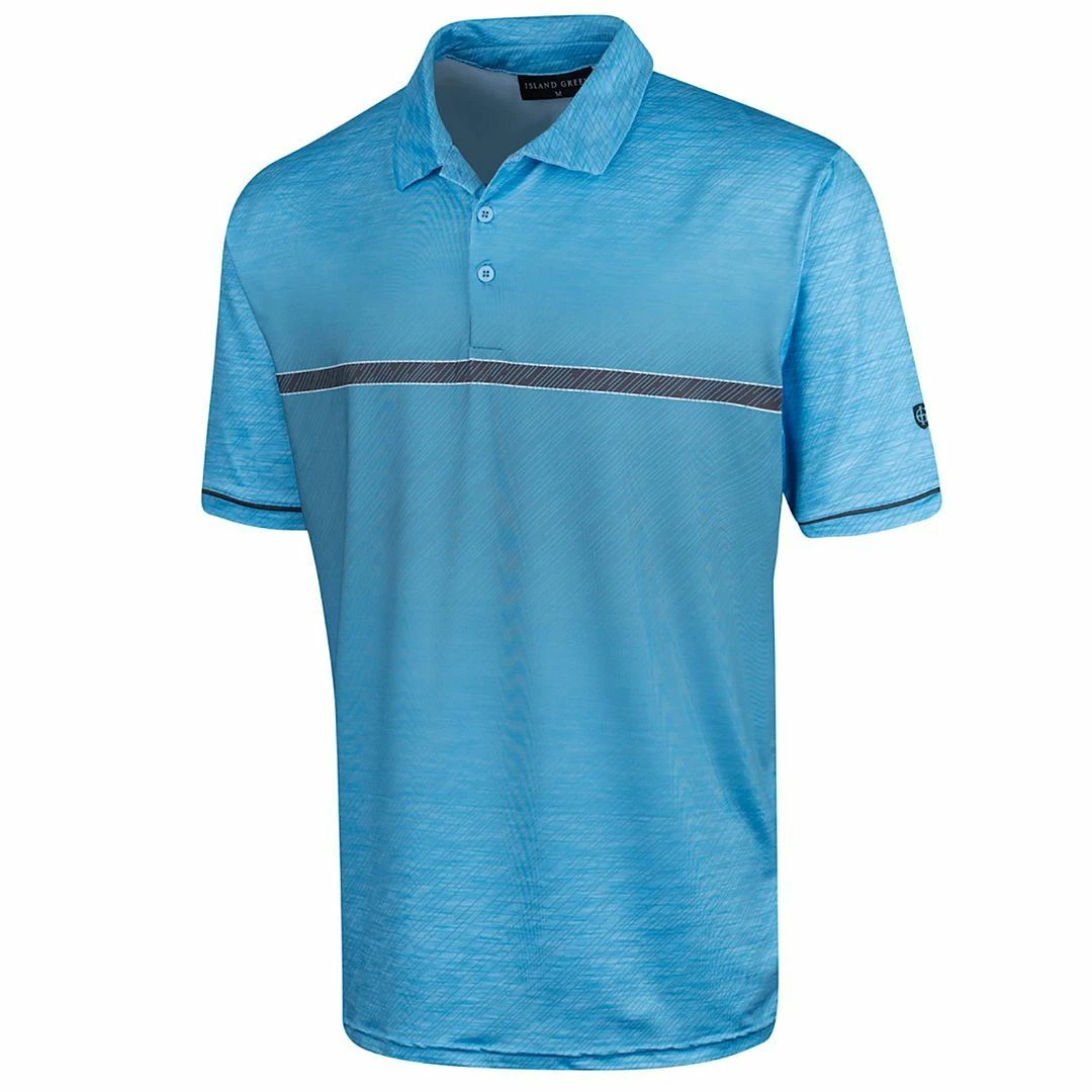 Island Green Mens Gradient Sublimated Print Golf Polo Shirt - Image 4