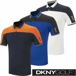 DKNY Golf Mens Performance Moisture Wicking Lightweight Stretch Golf Polo Shirt