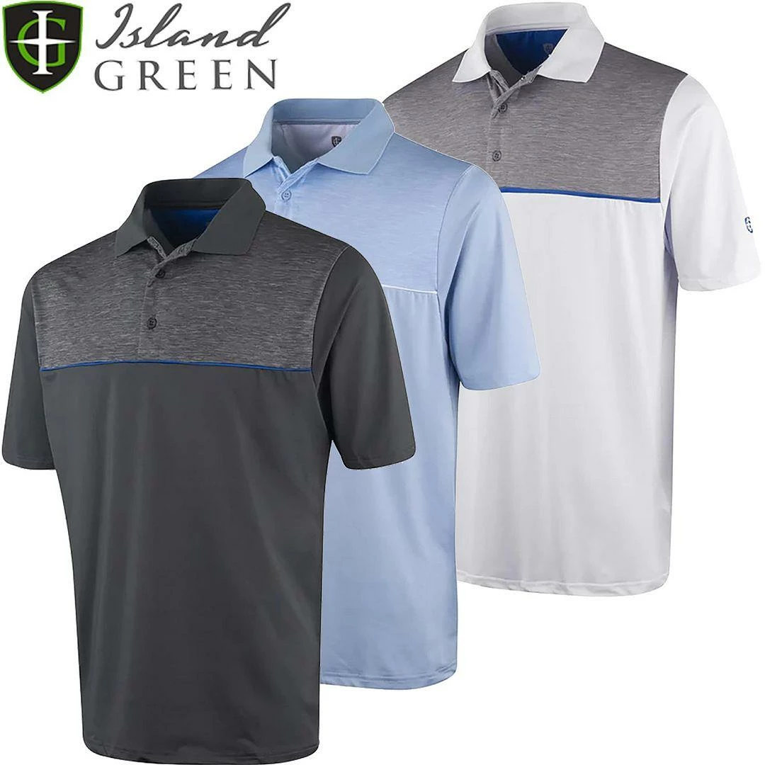 Island Green Mens Essentials Highlighted Print Golf Polo Shirt