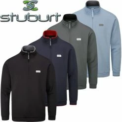 Stuburt Golf Mens Active Tech Windproof Half Zip Fleece Thermal Golf Pullover Sweater