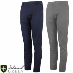 Island Green Golf Mens Chino Stretch Tapered Fit Pants Golf Trousers