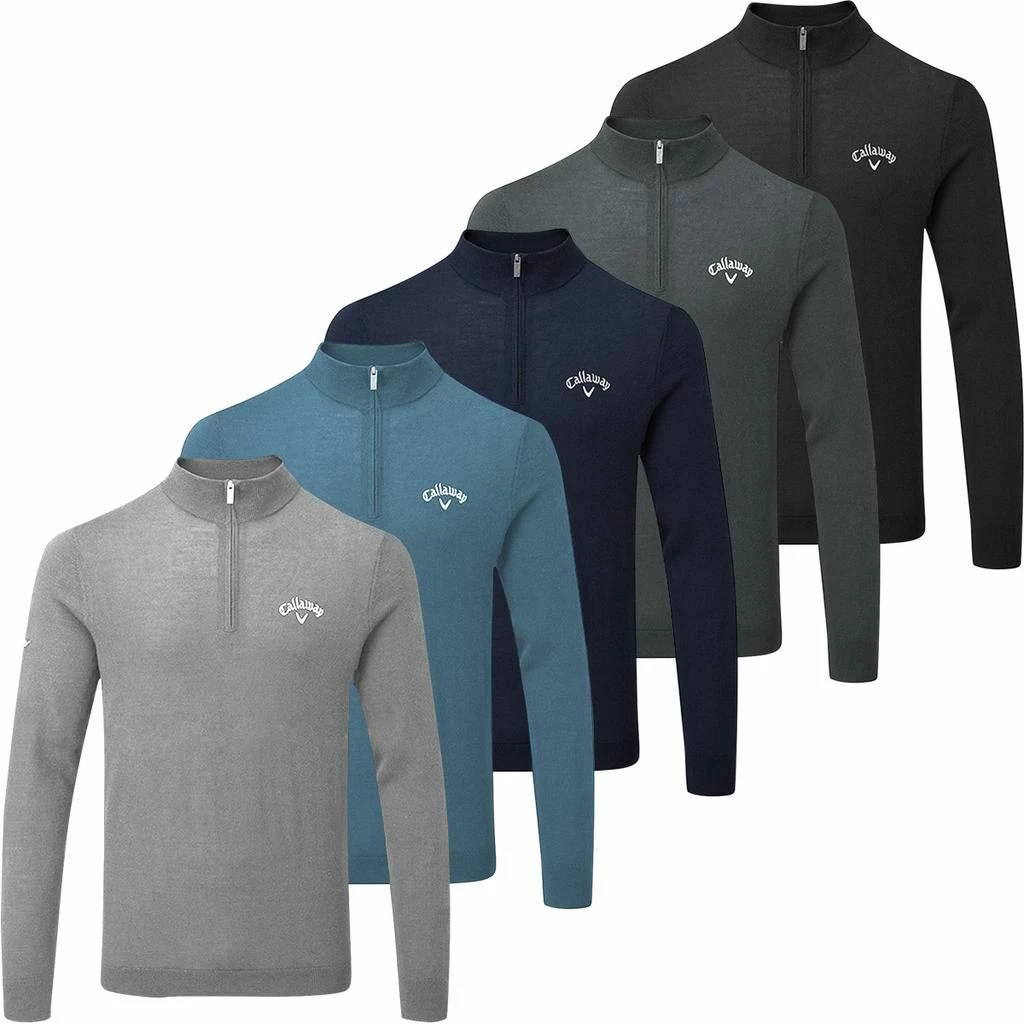 Callaway Golf Mens 1/4 Zip Blended Merino Thermal Pullover Sweater