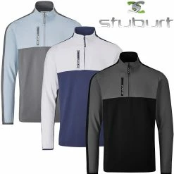 Stuburt Golf Mens Reynold Mid Layer Half Zip Windproof Golf Pullover Sweater