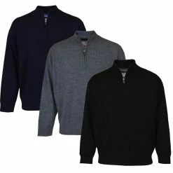 Proquip Mens PQ Merino Lined 1/4 Zip Water Repellent Golf Sweater Pullover