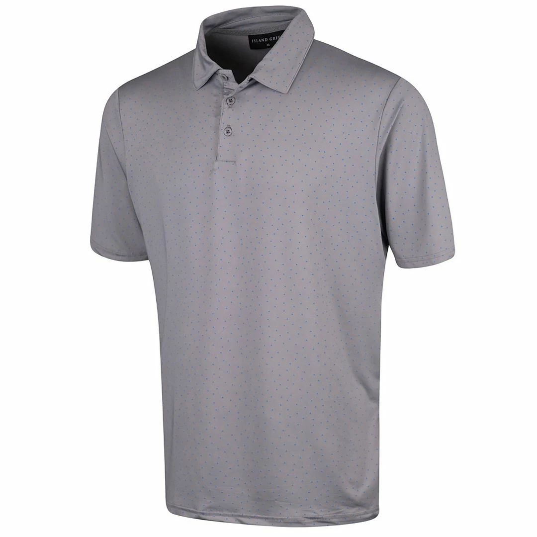 Island Green Mens Dot Print Moisture Wicking Golf Polo Shirt - Image 8