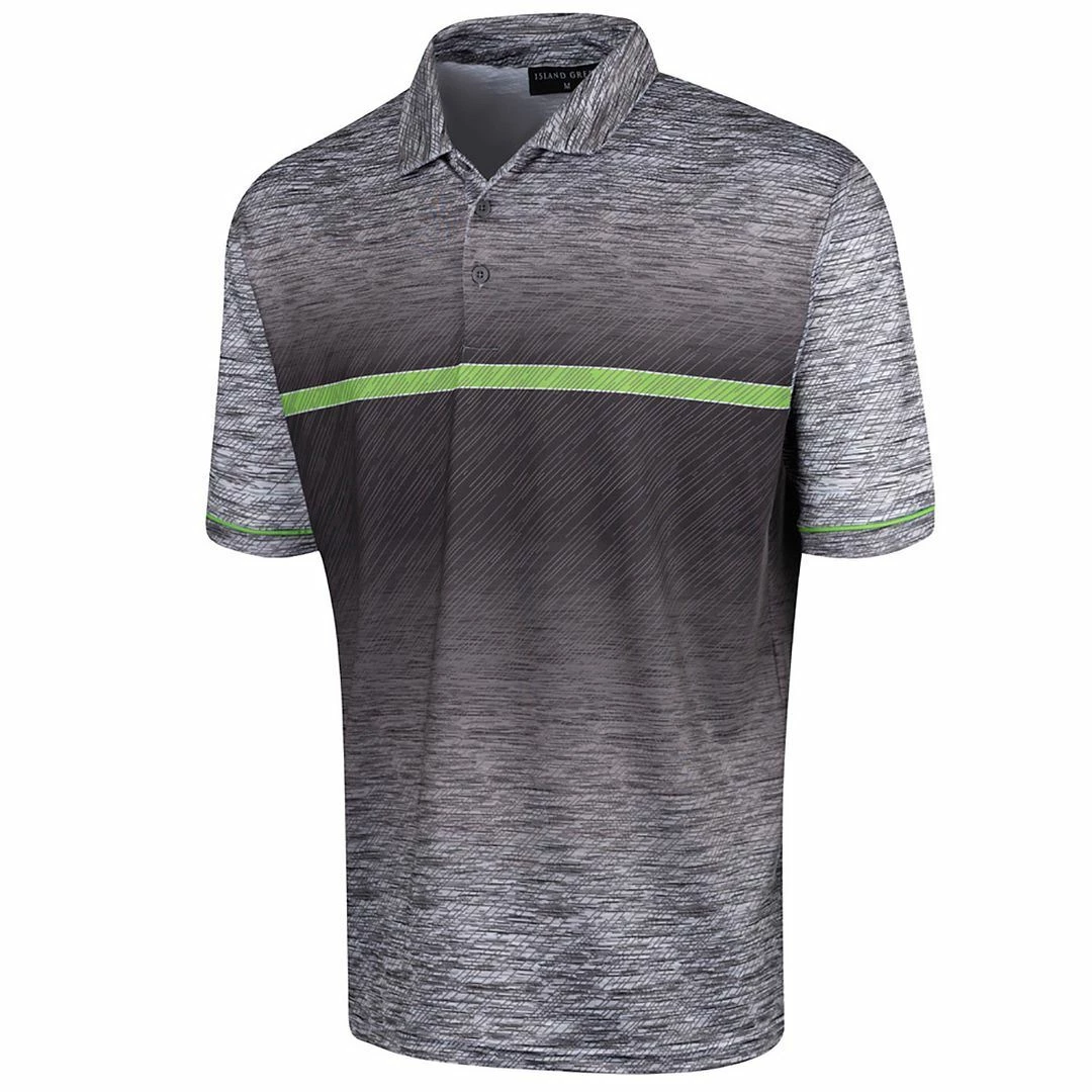 Island Green Mens Gradient Sublimated Print Golf Polo Shirt - Image 7