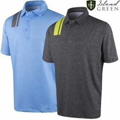 Island Green Mens Racing Print Stretch Golf Polo Shirt