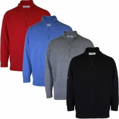 PROQUIP Mens Lambswool Unlined Half Zip Neck Jumper Water Repellent Golf Sweater