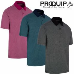 Proquip Golf Mens Pro Tech Double Jacquard Polo Stretch UV Protect Golf Polo Shirt