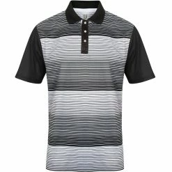 Island Green CoolPass Branded Snaps Placket Stripe Mens Performance Golf Polo Shirt