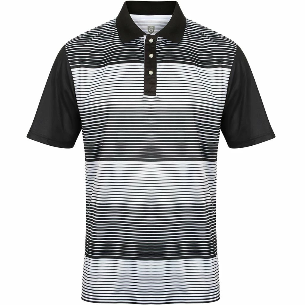 Island Green CoolPass Branded Snaps Placket Stripe Mens Performance Golf Polo Shirt