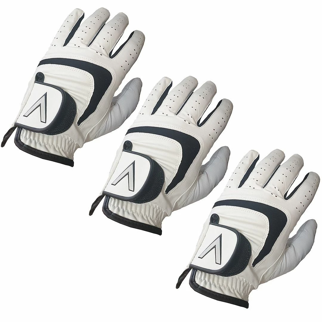 Pack Of 3 All Weather V Logo Soft Cabretta Leather Palm Patch Golf Gloves Left Hand