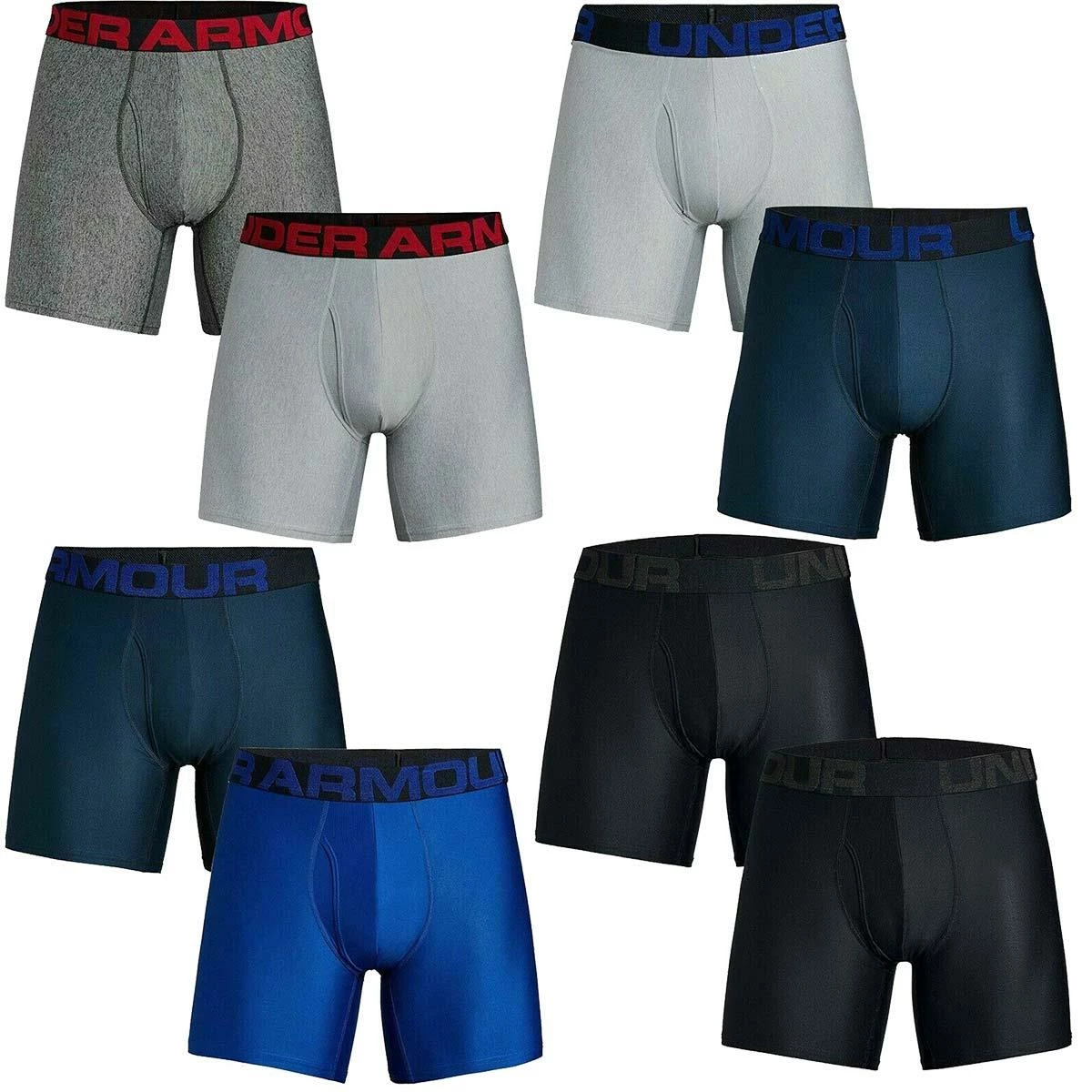 Under Armour Mens UA Tech 6" Soft Comfort Stretch BoxerJock Underwear 2-Pack
