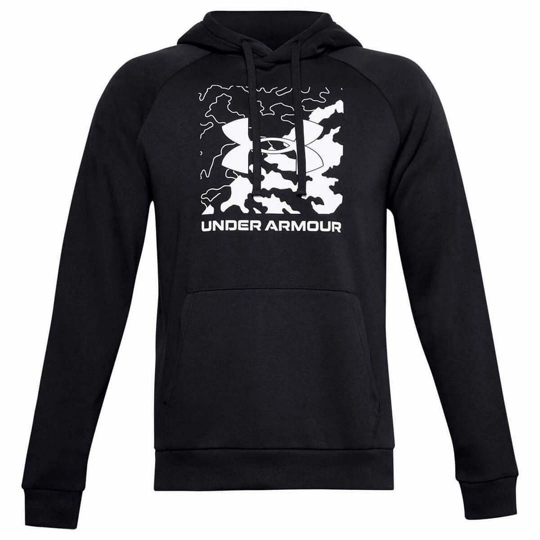 Under Armour Rival Fleece Box Logo Hoodie Mens Sports Fitness Hoody Jumper - Image 17