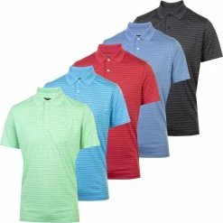 Greg Norman Mens PlayDry® Engineered Stripe Technical SS Golf Polo Shirt