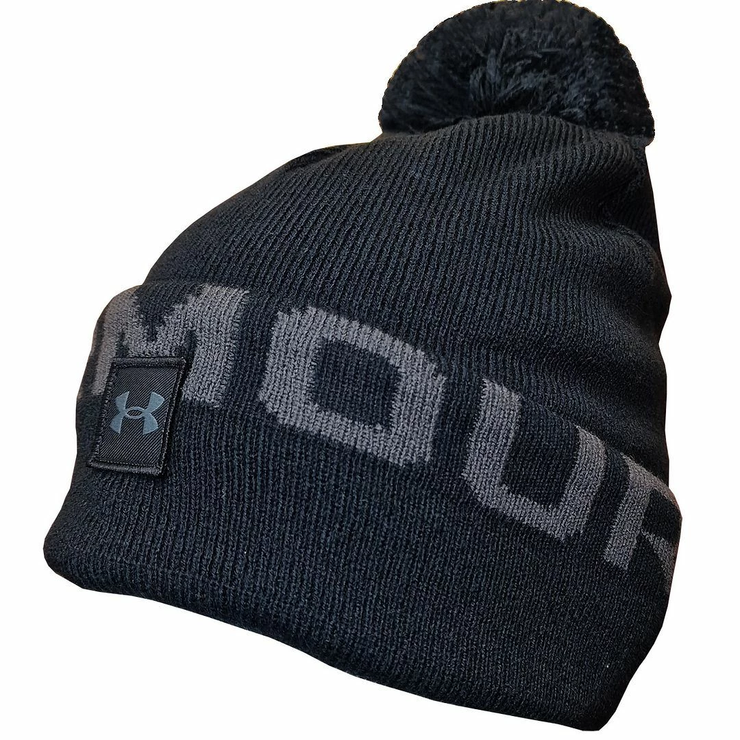 Under Armour Mens UA Halftime Fleece Pom Pom Beanie Winter Bobble Hat - Image 2