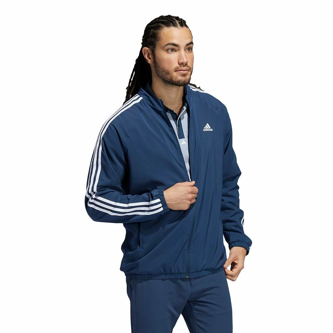 ADIDAS Golf Mens 3-Stripes Primegreen Fully Lined Full Zip Stretch Golf Jacket