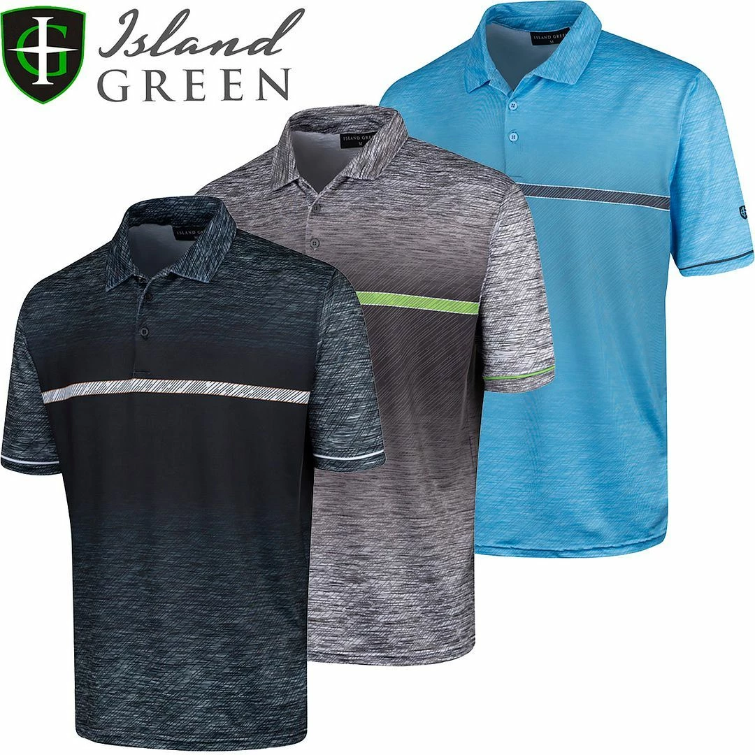 Island Green Mens Gradient Sublimated Print Golf Polo Shirt