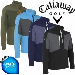 Callaway Golf Mens Aquapel Mixed Media 1/4 Zip Water Repellent Golf Pullover Sweater
