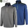 Island Green Mens Padded Yoke Top Layer Seam Pockets Thermal Golf Sweater Pullover