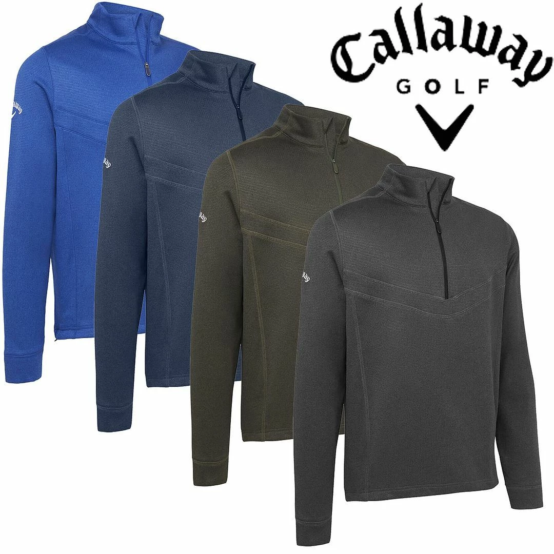 Callaway Golf Mens Waffle 1/4 Zip Opti-Dri Swing Tech Thermal Golf Pullover Sweater