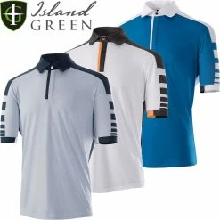Island Green Mens Panelled Coolpass Breathable Moisture Wicking Golf Polo Shirt
