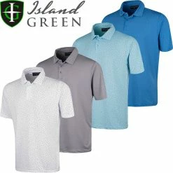 Island Green Mens Dot Print Moisture Wicking Golf Polo Shirt