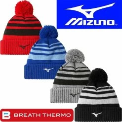 Mizuno Golf Mens Breath Thermo Pom Pom Winter Golf Beanie Bobble Hat