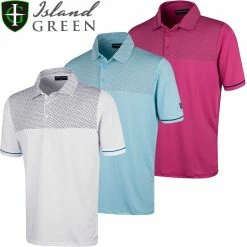Island Green Mens Dash Sublimation Print Golf Polo Shirt