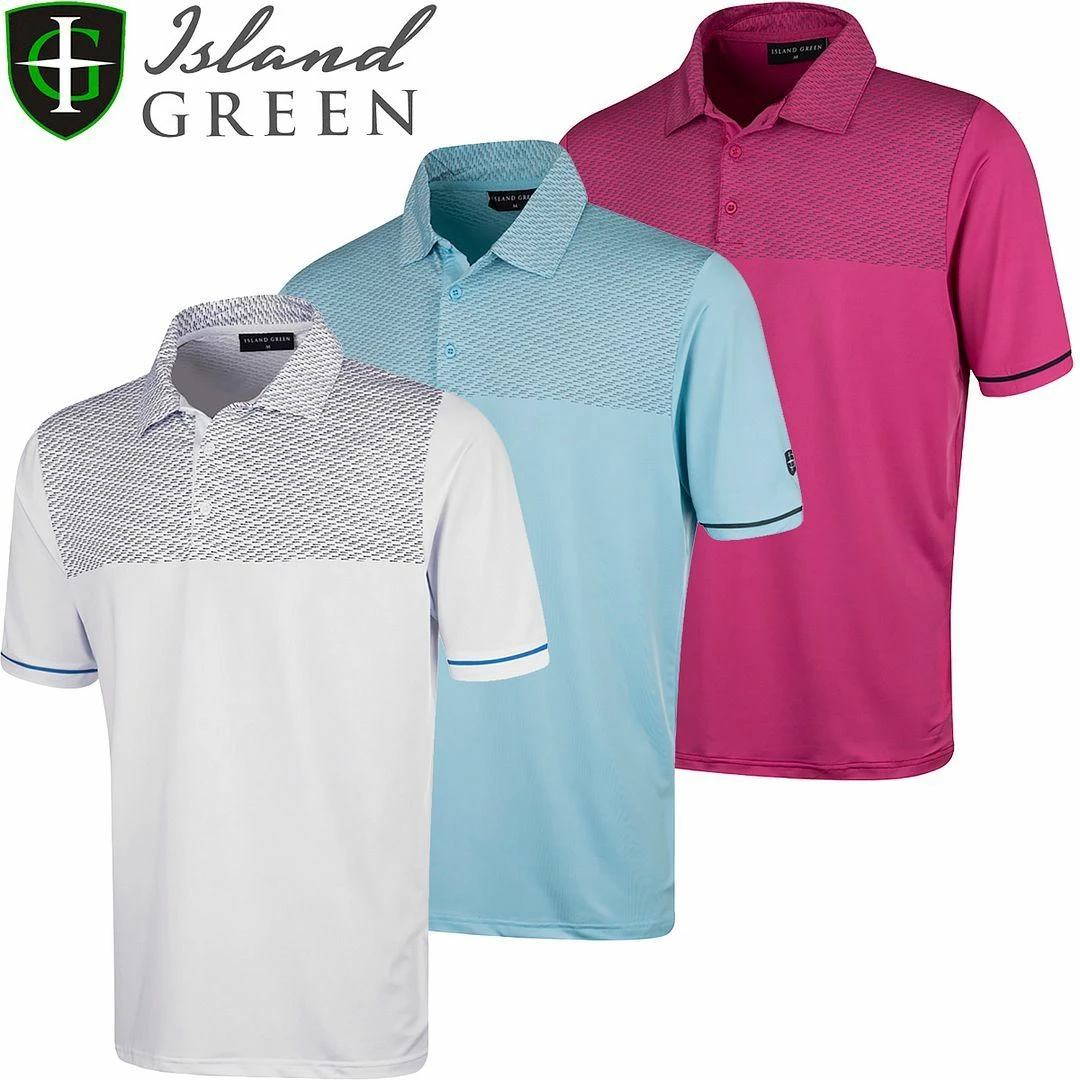Island Green Mens Dash Sublimation Print Golf Polo Shirt