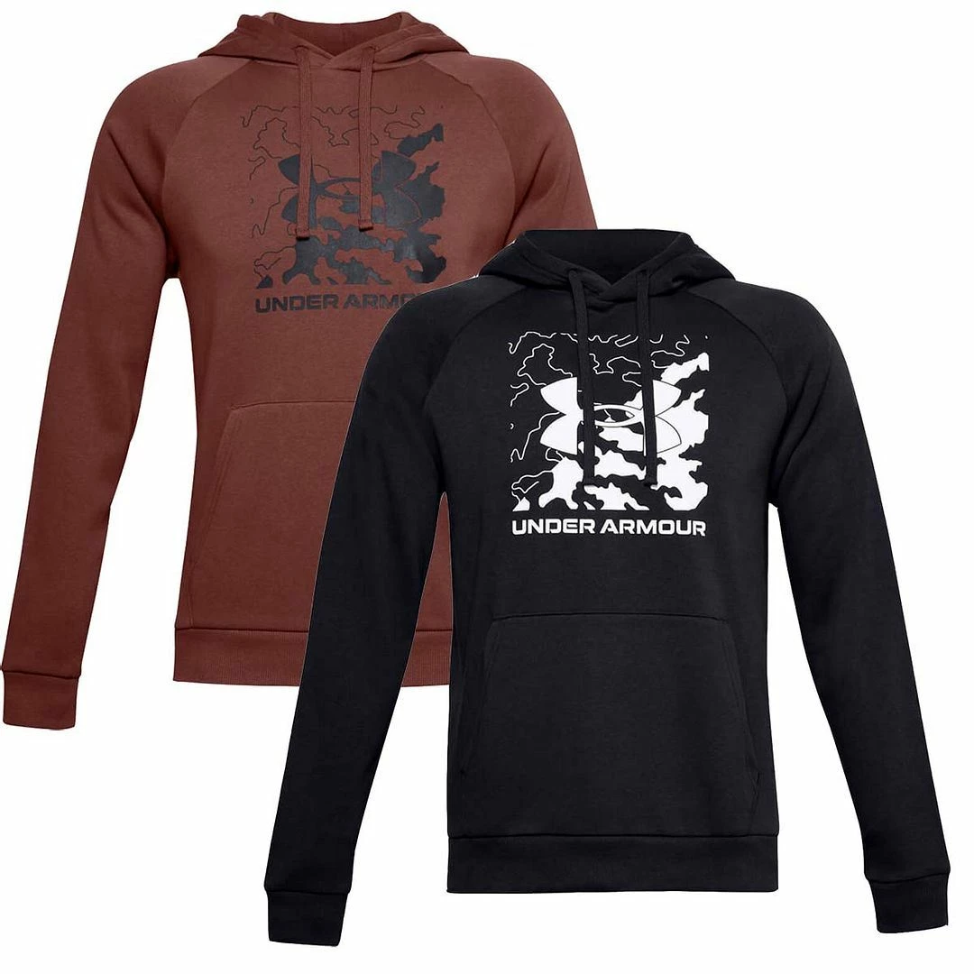 Under Armour Rival Fleece Box Logo Hoodie Mens Sports Fitness Hoody Jumper