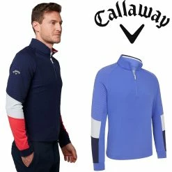 Callaway Golf Mens Resort Colourblock Chillout 1/4 Zip Golf Pullover Sweater