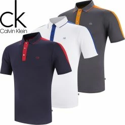 Calvin Klein Golf Mens DryTech Contrast Performance Stretch Golf Polo Shirt