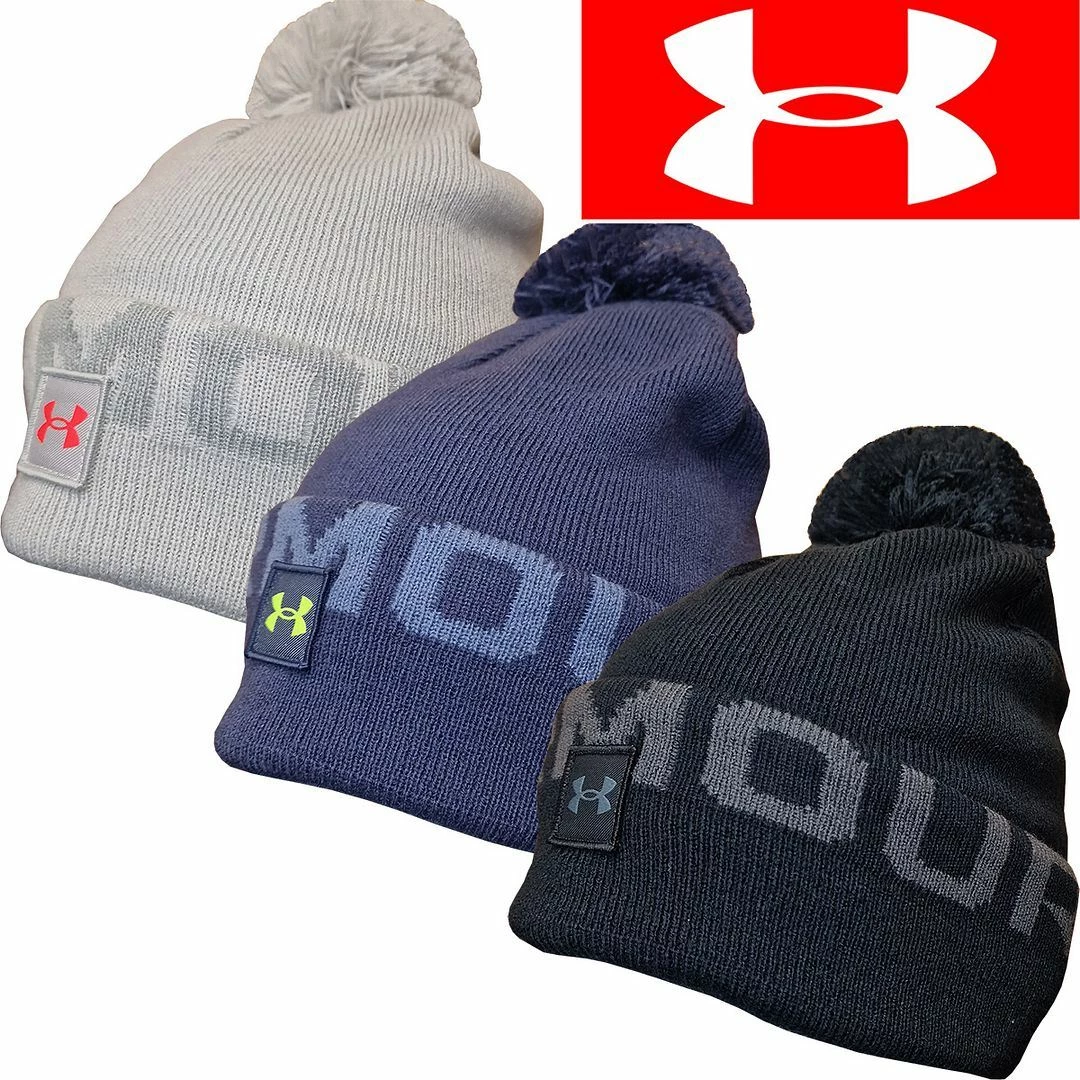 Under Armour Mens UA Halftime Fleece Pom Pom Beanie Winter Bobble Hat