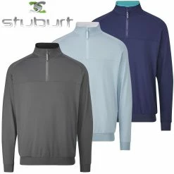 Stuburt Golf Mens Augusta Mid Layer Half Zip Windproof Golf Pullover Sweater